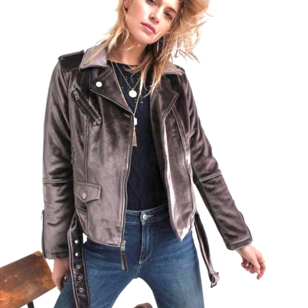 New Lucky Brand Lavender Velvet Moto Jacket - S